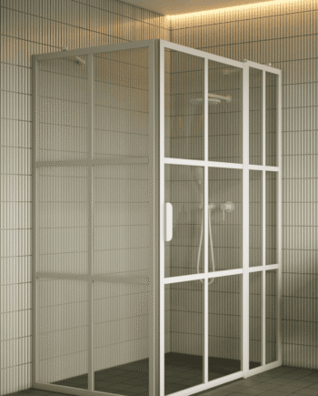 Shower enclosure Hietakari Bläk 766 Paris, fixed wall + hinged door with fixed part
