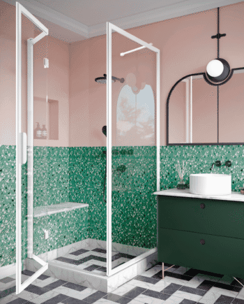 Shower enclosure Hietakari Bläk 887 New York, fixed wall + folding door