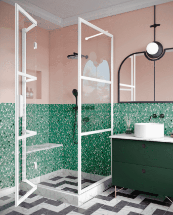 Shower enclosure Hietakari Bläk 888 Tokyo, fixed wall + folding door