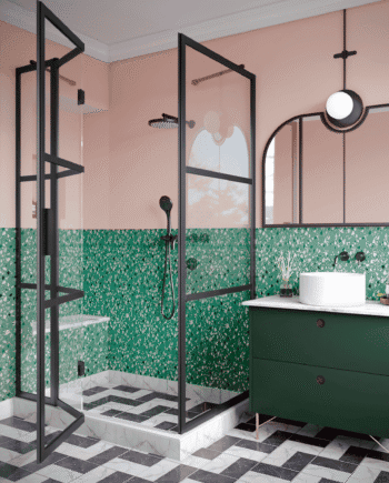 Shower enclosure Hietakari Bläk 891 Tokyo, fixed wall + folding door with fixed part