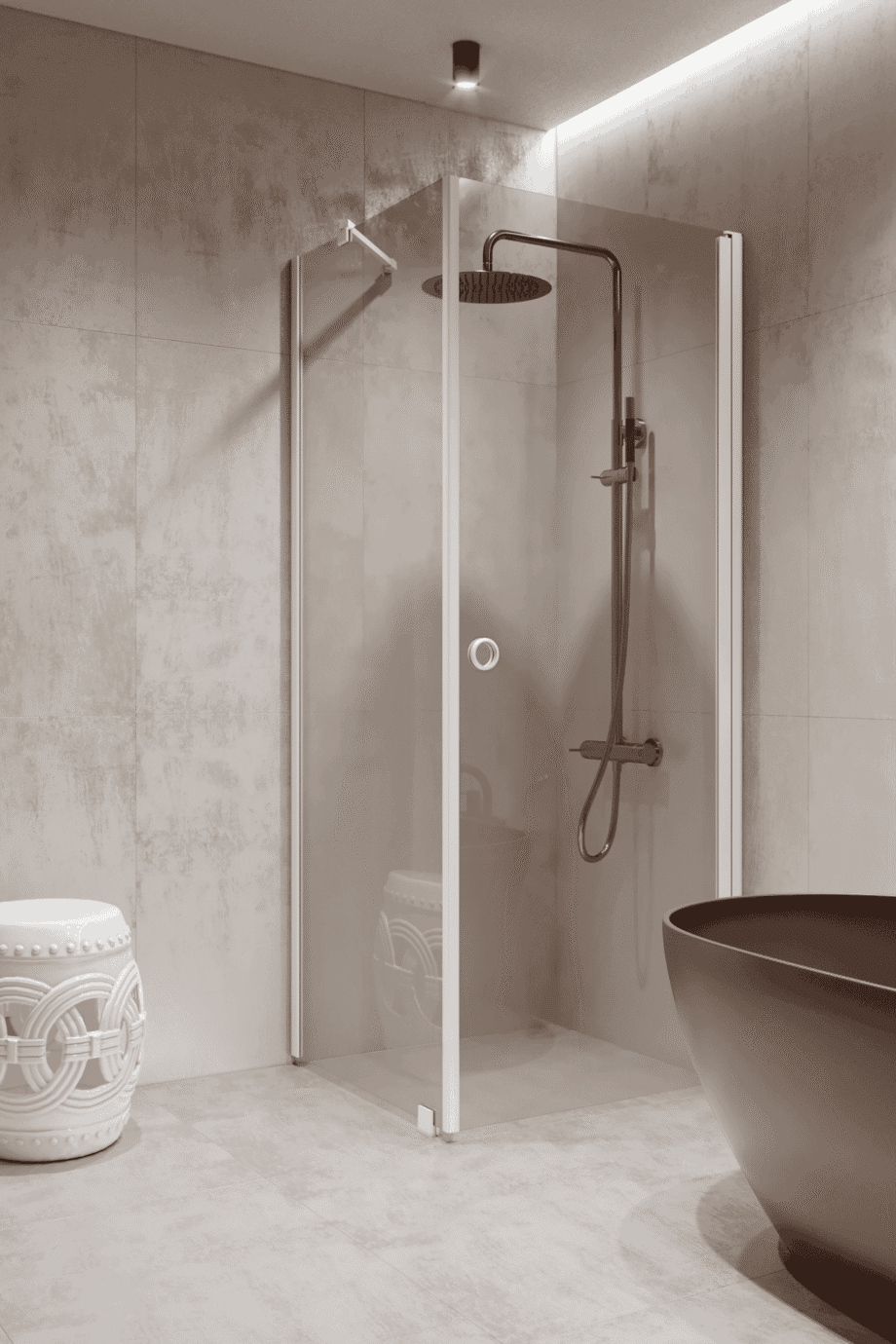 Shower enclosure Hietakari Forma 368, fixed wall + hinged door