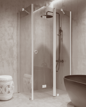 Shower enclosure Hietakari Forma 371, fixed wall + folding door with fixed part