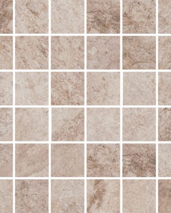 Stone-effect matt porcelain mosaic tile Himalaya Cream 5x5, 30x30 cm, 8.5 mm, cream, R10