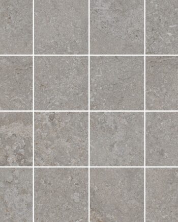 Stone-effect porcelain mosaic tile Tau Dorset Silver 7x7, 30x30 cm, silver grey