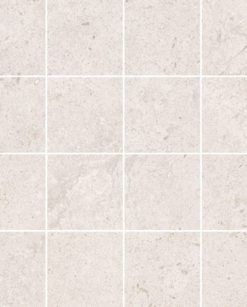Stone-effect porcelain mosaic tile Tau Dorset White 7x7, 30x30 cm, white