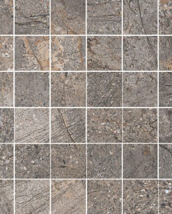 Stone-effect porcelain mosaic tile Tau Mainstone Gray 5x5, 30x30 cm, grey