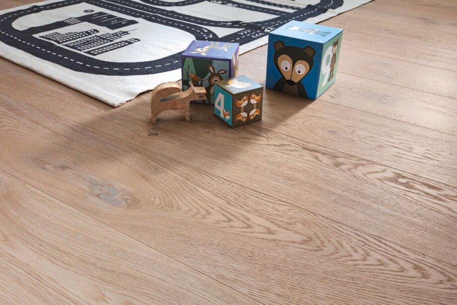 Oak parquet Meister, Longlife PD 400, Authentic off-white oak 09017, 1-strip, 2200 x 180 mm, brushed, ultra matt lacquered – view 4 Oak parquet Meister, Longlife PD 400, Authentic off-white oak 09017, 1-strip, 2200 x 180 mm, brushed, ultra matt lacquered – 4