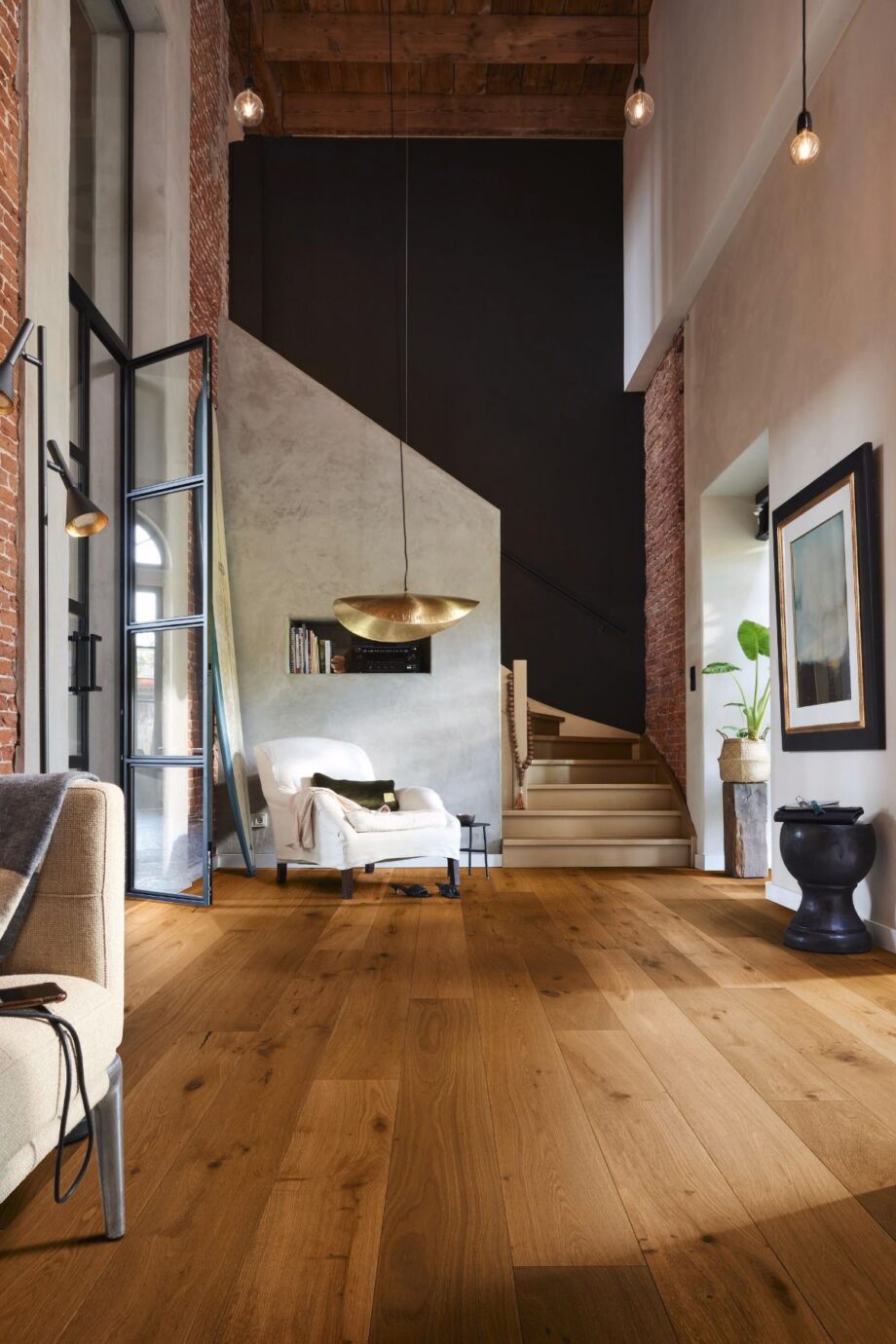 Oak parquet Meister, Longlife PD 400, Authentic steamed oak 09026, 1-strip, 2200 x 180 mm, brushed, naturally oiled – view 2 Oak parquet Meister, Longlife PD 400, Authentic steamed oak 09026, 1-strip, 2200 x 180 mm, brushed, naturally oiled – 2