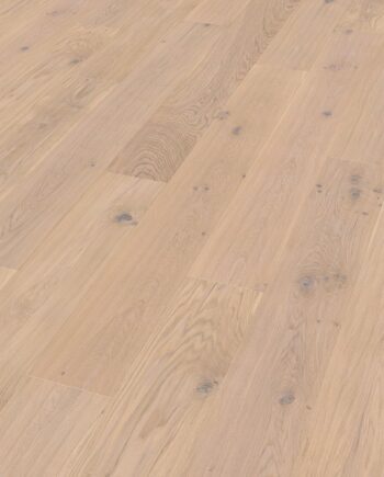 Oak parquet Thede & Witte Boston XL, knotty, handscraped, white oiled, 1-strip, 2200 x 260 x 15 mm
