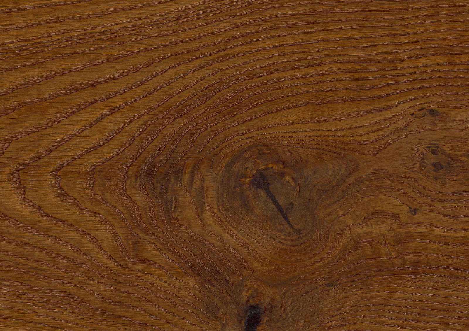 Oak parquet Thede & Witte Boston XL, Darkbrown, knotty, smoked, handscraped, oiled, 1-strip, 2200 x 260 x 15 mm