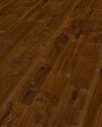 Oak parquet Thede & Witte Boston XL, Darkbrown, knotty, smoked, handscraped, oiled, 1-strip, 2200 x 260 x 15 mm
