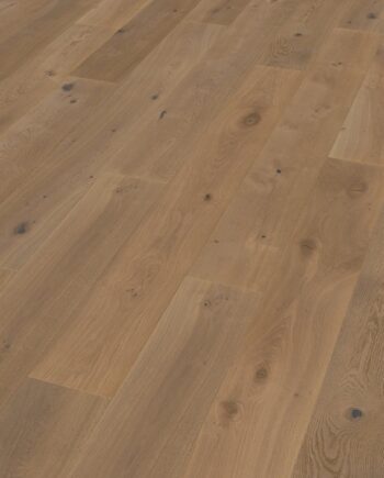 Oak parquet Thede & Witte Boston XL, knotty, smoked, brushed, white oiled, 1-strip, 2200 x 260 x 15 mm