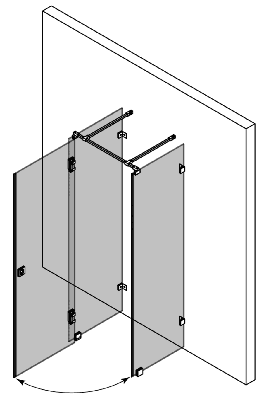 U-shaped shower enclosure Hietakari Vetro 560 – 3D drawing U-shaped shower enclosure Hietakari Vetro 560 – 3D drawing