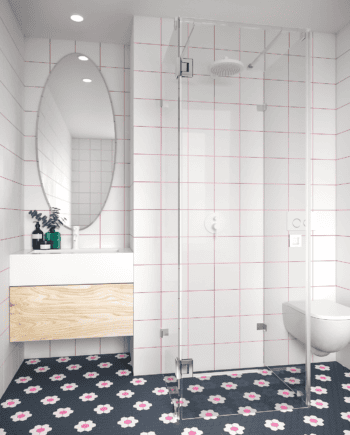 U-shaped shower enclosure Hietakari Vetro 560, chrome fittings, clear glass