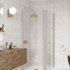 Curved shower enclosure Hietakari Infinia 265, aluminium frame, clear glass Curved shower enclosure Hietakari Infinia 265, fixed wall + hinged door – 4