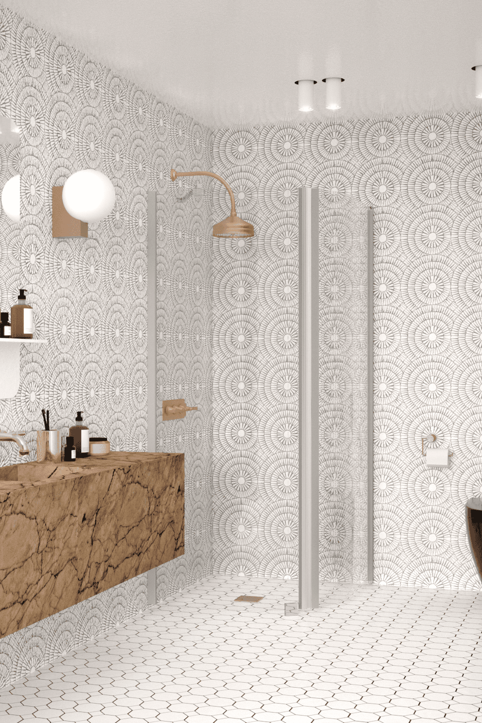 Curved shower enclosure Hietakari Infinia 265, fixed wall + hinged door – 4