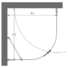 Curved shower enclosure Hietakari Infinia 265 – dimension drawing Curved shower enclosure Hietakari Infinia 265, fixed wall + hinged door – 2