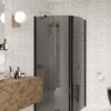 Curved shower enclosure Hietakari Infinia 265, black frame, grey tinted glass Curved shower enclosure Hietakari Infinia 265, black frame, grey tinted glass