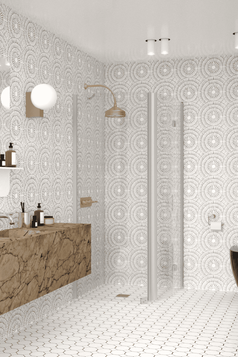 Curved shower enclosure Hietakari Infinia 266, aluminium frame, clear glass Curved shower enclosure Hietakari Infinia 266, fixed wall + folding door – 4