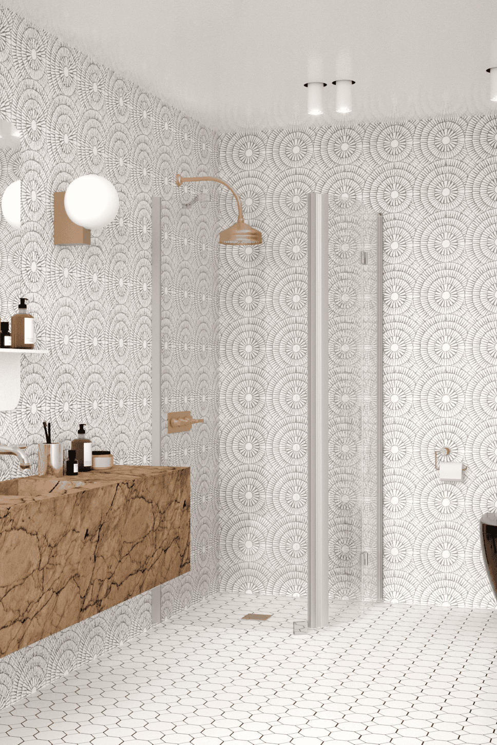 Curved shower enclosure Hietakari Infinia 266, fixed wall + folding door – 4
