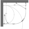 Curved shower enclosure Hietakari Infinia 266 – dimension drawing Curved shower enclosure Hietakari Infinia 266, fixed wall + folding door – 2