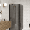Curved shower enclosure Hietakari Infinia 266, black frame, grey tinted glass Curved shower enclosure Hietakari Infinia 266, black frame, grey tinted glass