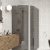 Curved shower enclosure Hietakari Infinia 267, aluminium frame, grey tinted glass Curved shower enclosure Hietakari Infinia 267, aluminium frame, grey tinted glass