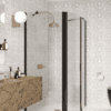 Curved shower enclosure Hietakari Infinia 267, black frame, clear glass Curved shower enclosure Hietakari Infinia 267, fixed wall + hinged door with fixed part – 5
