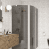 Curved shower enclosure Hietakari Infinia 267, white frame, grey tinted glass Curved shower enclosure Hietakari Infinia 267, white frame, grey tinted glass