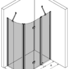 Curved shower enclosure Hietakari Infinia 268 – 3D drawing Curved shower enclosure Hietakari Infinia 268, fixed wall + folding door with fixed part – 3