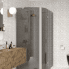 Curved shower enclosure Hietakari Infinia 268, aluminium frame, grey tinted glass Curved shower enclosure Hietakari Infinia 268, aluminium frame, grey tinted glass