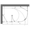 Curved shower enclosure Hietakari Infinia 268 – dimension drawing Curved shower enclosure Hietakari Infinia 268, fixed wall + folding door with fixed part – 2