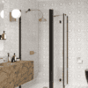 Curved shower enclosure Hietakari Infinia 268, black frame, clear glass Curved shower enclosure Hietakari Infinia 268, fixed wall + folding door with fixed part – 5