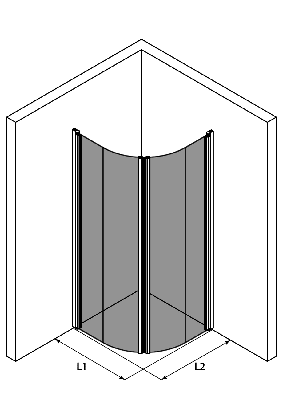 Curved shower enclosure Hietakari Infinia 269, hinged door + hinged door – 3