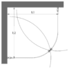 Curved shower enclosure Hietakari Infinia 269 – dimension drawing Curved shower enclosure Hietakari Infinia 269 – dimension drawing