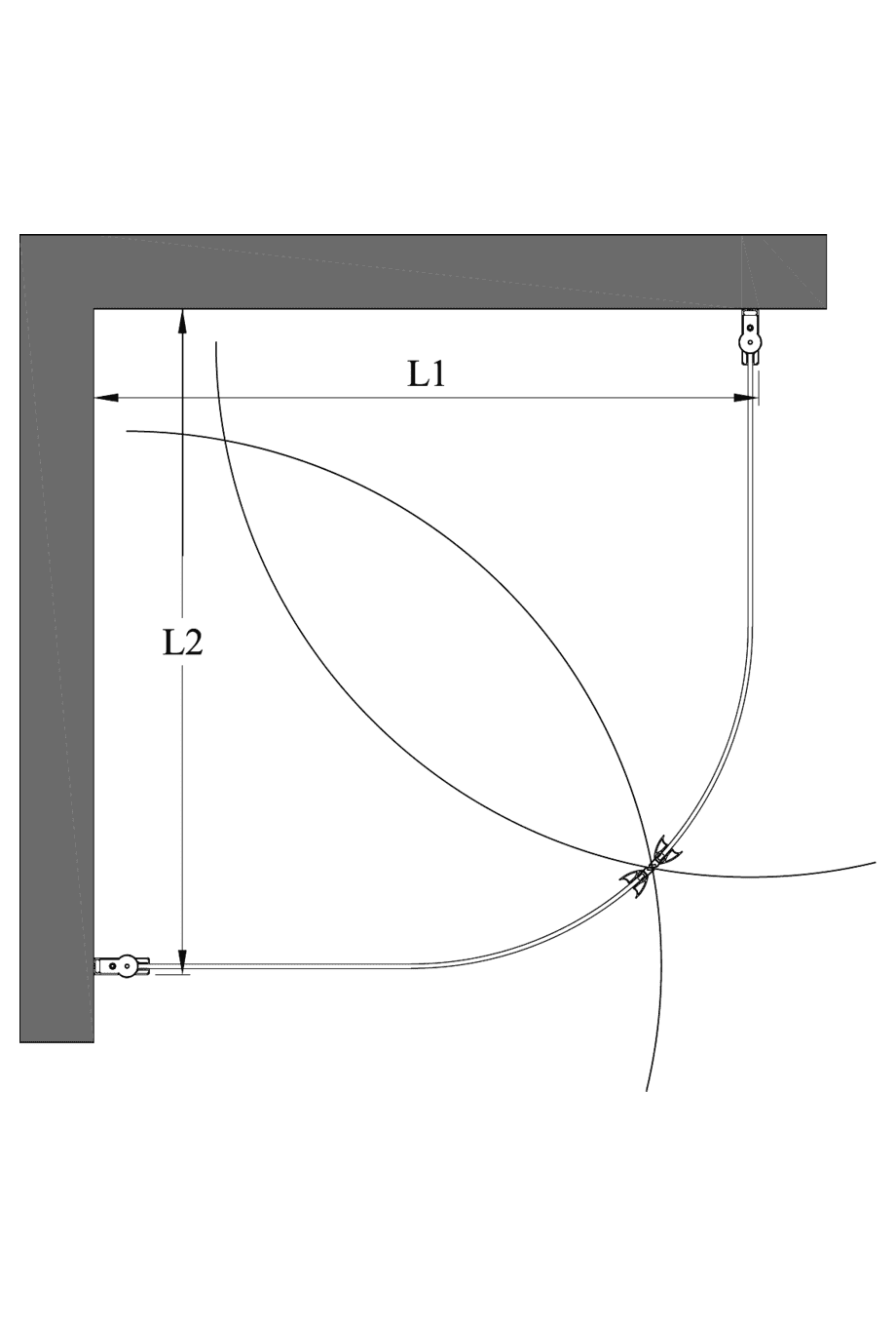 Curved shower enclosure Hietakari Infinia 269 – dimension drawing Curved shower enclosure Hietakari Infinia 269 – dimension drawing