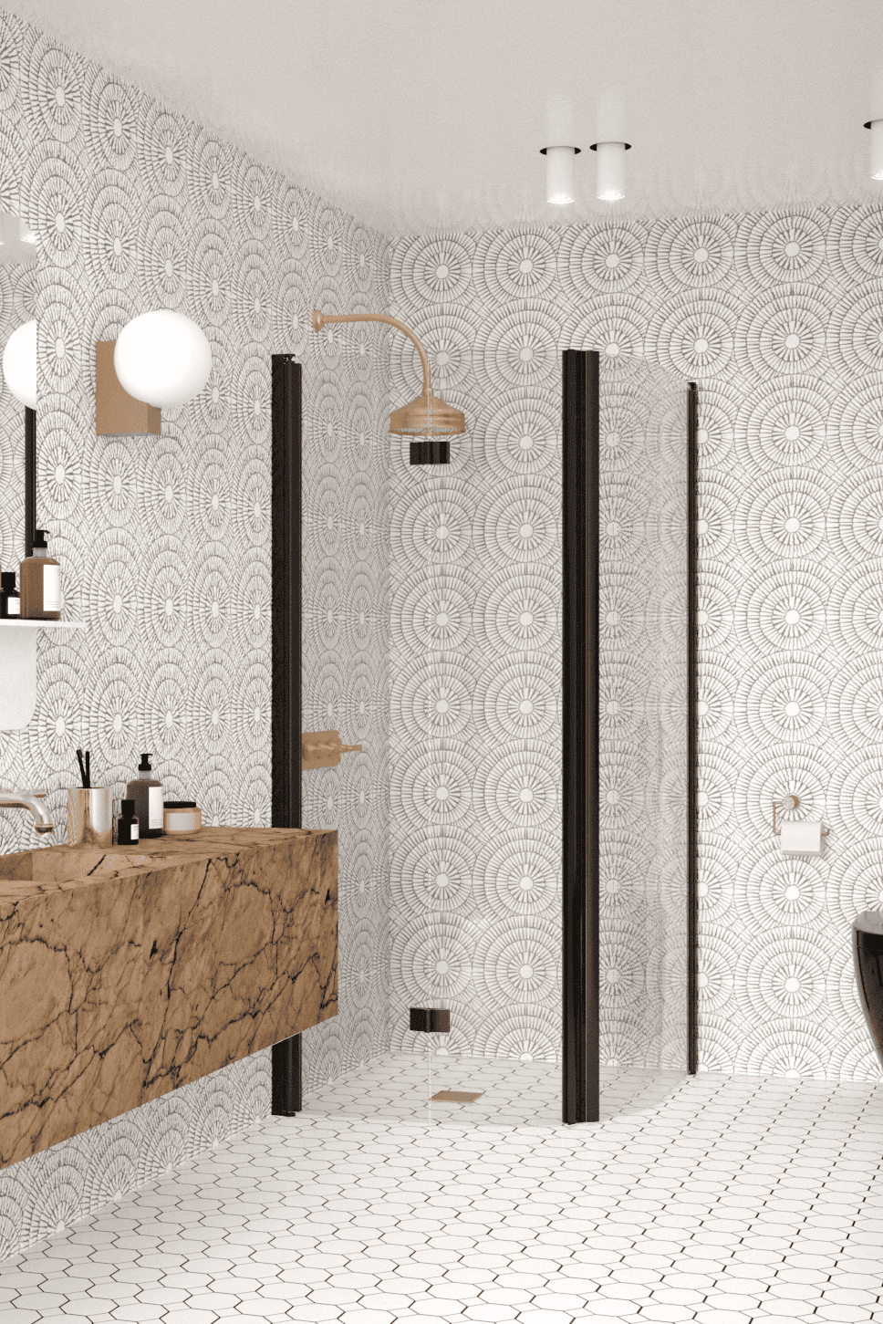 Curved shower enclosure Hietakari Infinia 270, hinged door + folding door – 5
