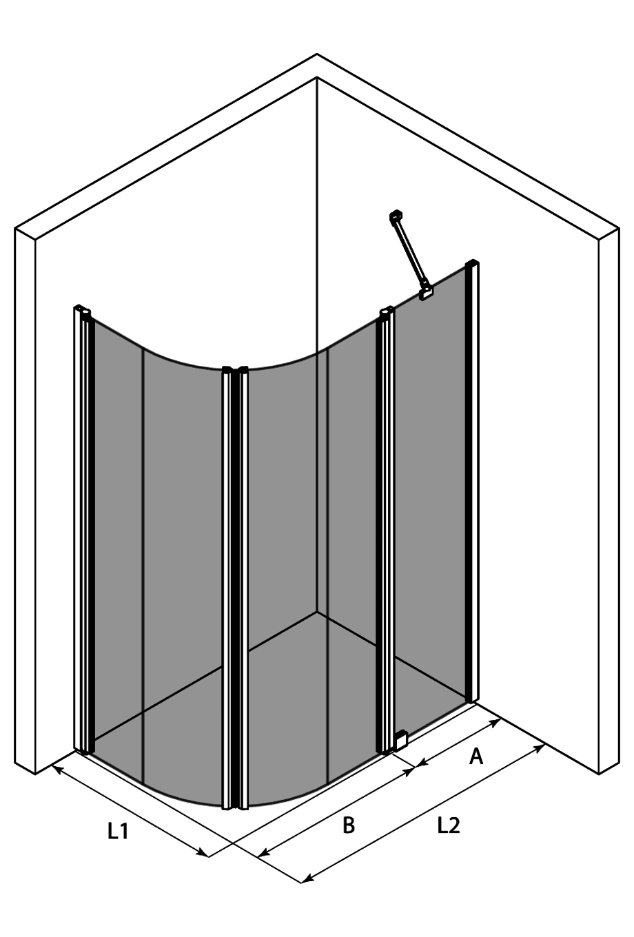 Curved shower enclosure Hietakari Infinia 271, hinged door + hinged door with fixed part – 3
