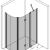 Curved shower enclosure Hietakari Infinia 272 – 3D drawing Curved shower enclosure Hietakari Infinia 272, hinged door + folding door with fixed part – 3