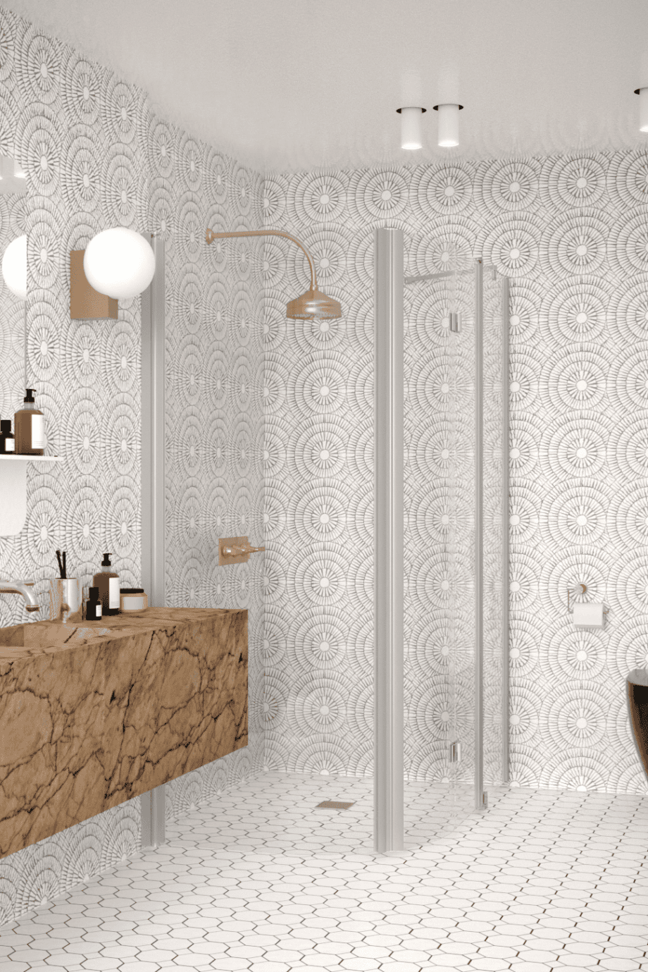 Curved shower enclosure Hietakari Infinia 272, aluminium frame, clear glass Curved shower enclosure Hietakari Infinia 272, hinged door + folding door with fixed part – 4