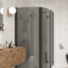Curved shower enclosure Hietakari Infinia 272, black frame, grey tinted glass Curved shower enclosure Hietakari Infinia 272, black frame, grey tinted glass