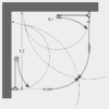 Curved shower enclosure Hietakari Infinia 273, folding door + folding door – view 2 Curved shower enclosure Hietakari Infinia 273, folding door + folding door – 2