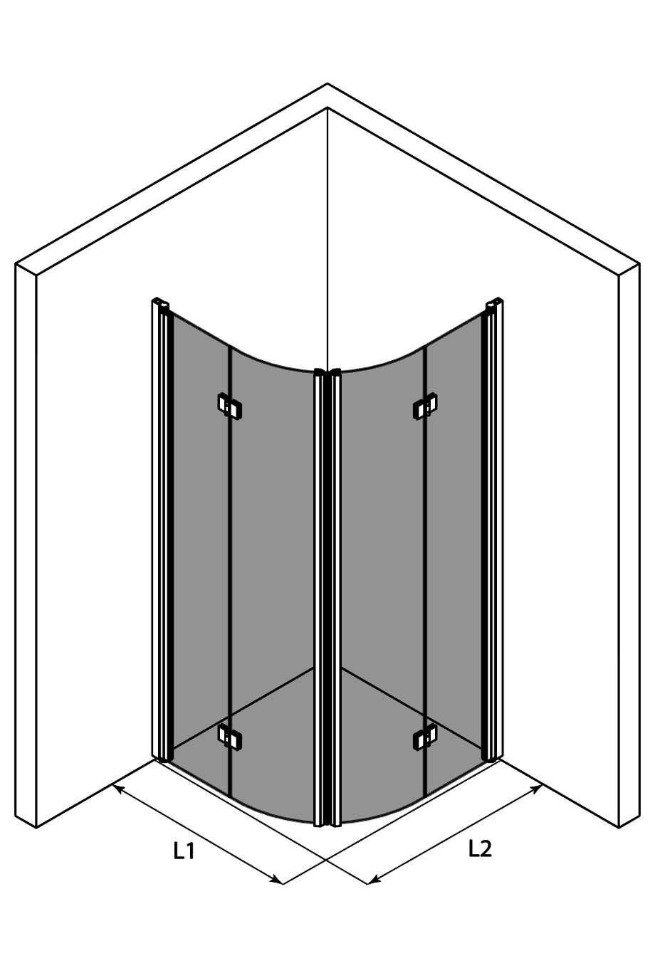 Curved shower enclosure Hietakari Infinia 273, folding door + folding door – 3