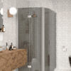 Curved shower enclosure Hietakari Infinia 274, aluminium frame, grey tinted glass Curved shower enclosure Hietakari Infinia 274, aluminium frame, grey tinted glass