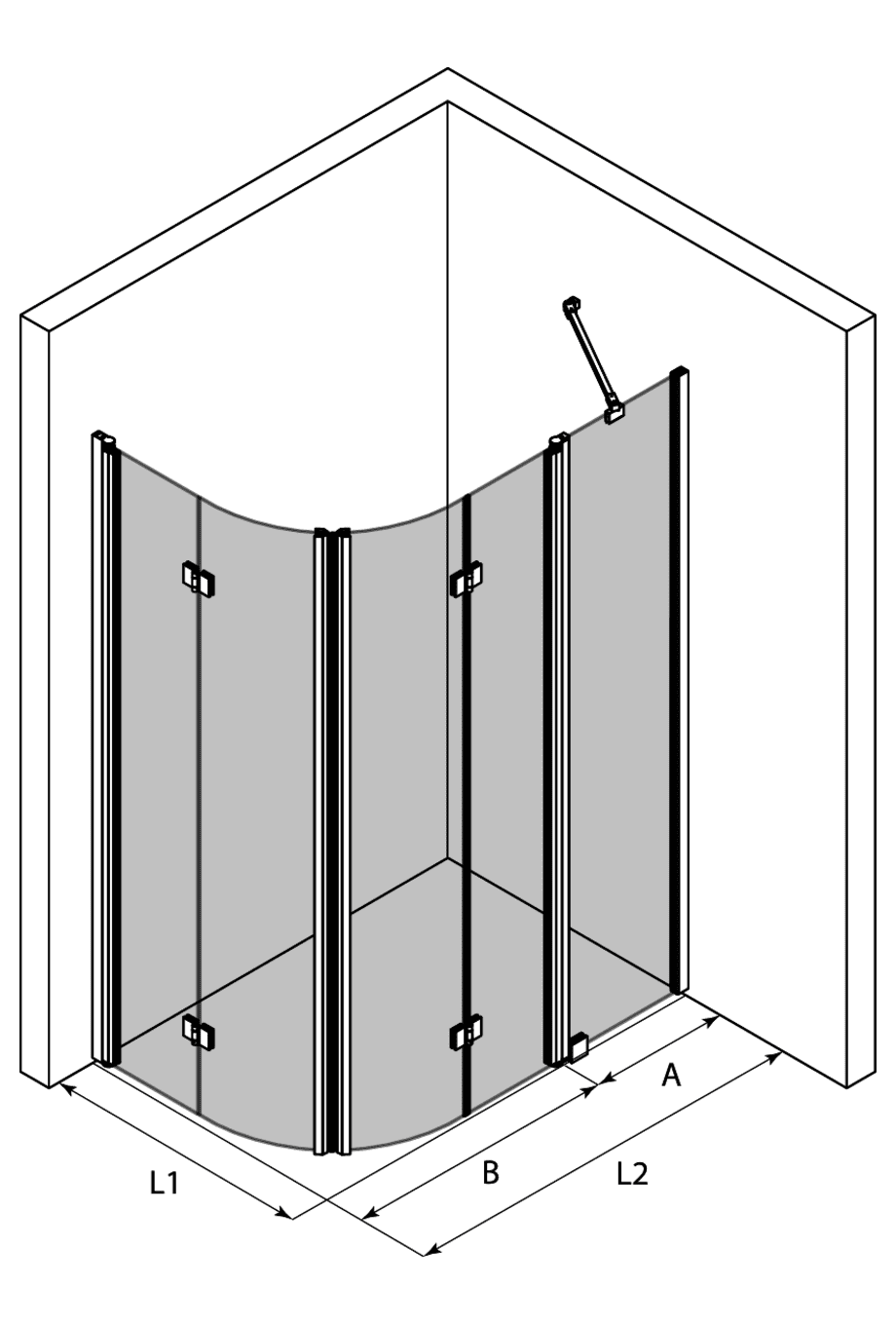 Curved shower enclosure Hietakari Infinia 275, folding door + folding door with fixed part – 3