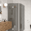 Curved shower enclosure Hietakari Infinia 275, aluminium frame, grey tinted glass Curved shower enclosure Hietakari Infinia 275, aluminium frame, grey tinted glass