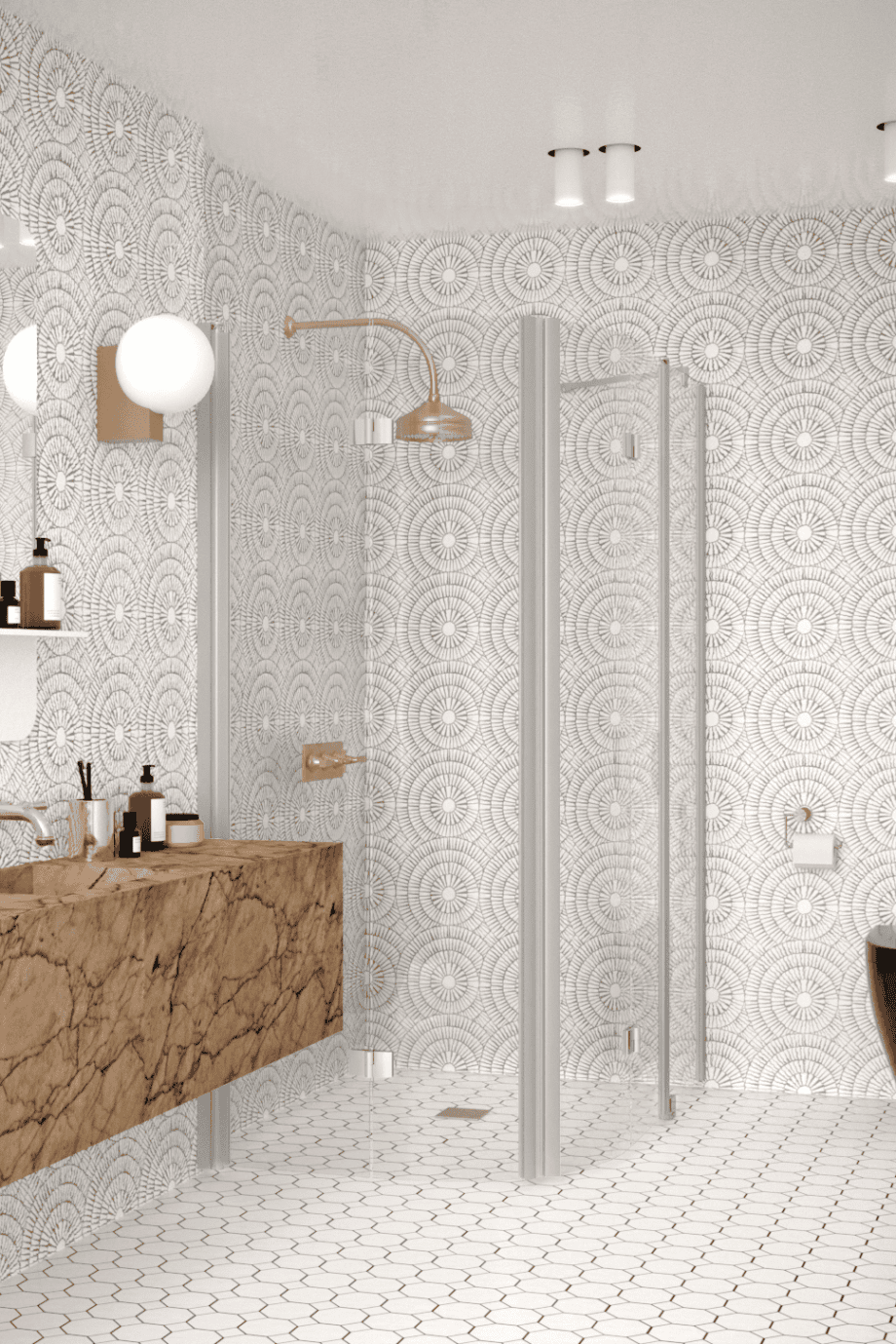 Curved shower enclosure Hietakari Infinia 275, aluminium frame, clear glass Curved shower enclosure Hietakari Infinia 275, folding door + folding door with fixed part – 4
