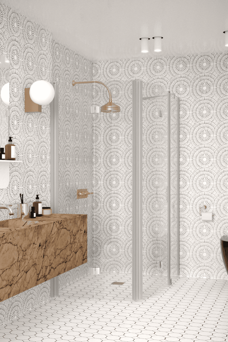 Curved shower enclosure Hietakari Infinia 275, folding door + folding door with fixed part – 4