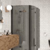 Curved shower enclosure Hietakari Infinia 275, black frame, grey tinted glass Curved shower enclosure Hietakari Infinia 275, black frame, grey tinted glass