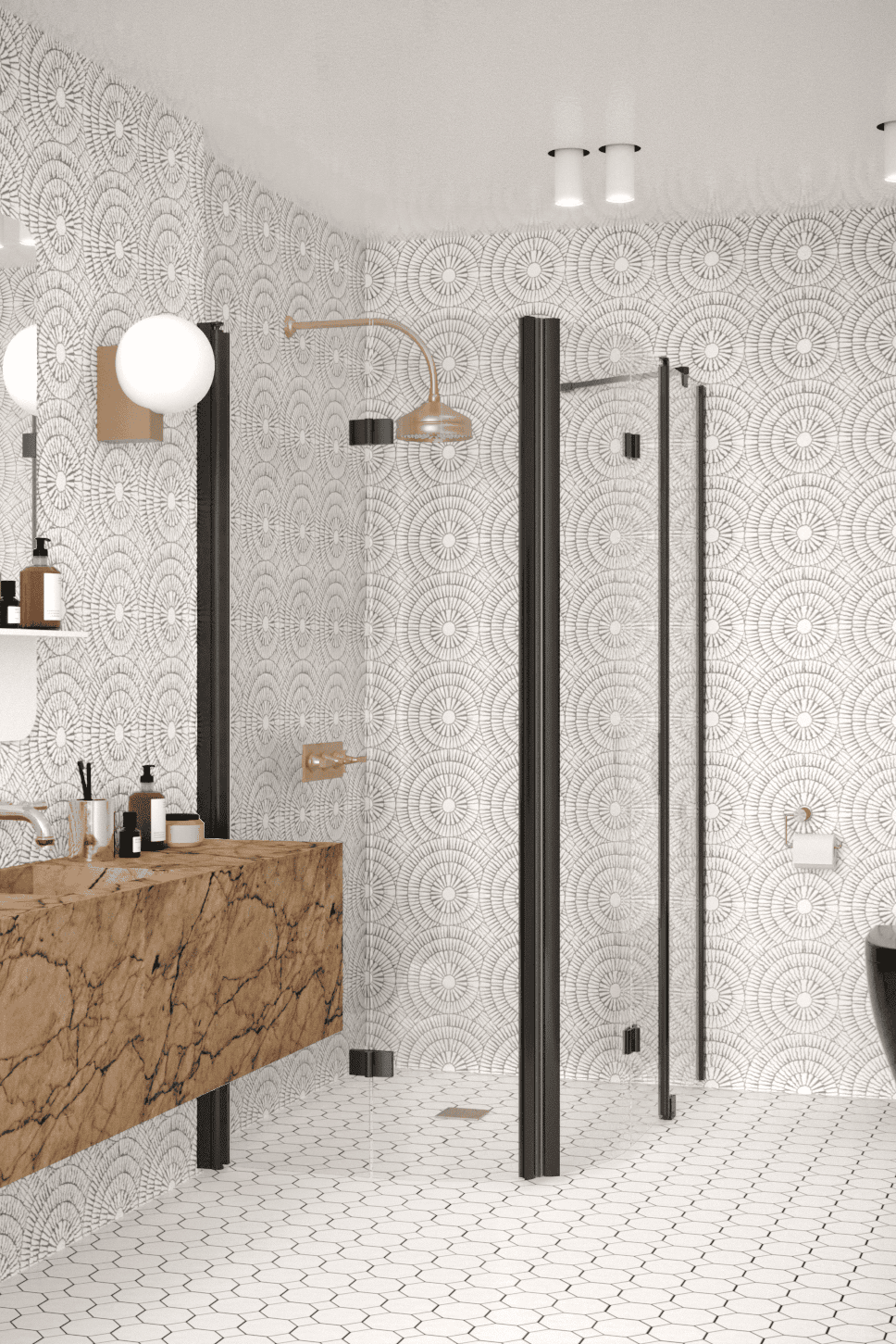 Curved shower enclosure Hietakari Infinia 275, folding door + folding door with fixed part – 5